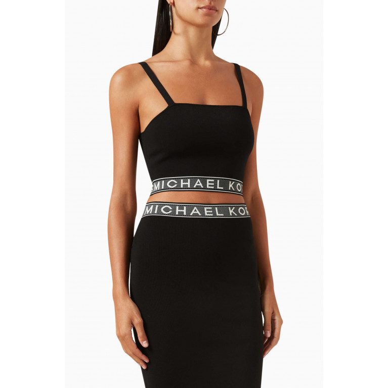 MICHAEL KORS - Logo-tape Bustier Top in Stretch-viscose Knit