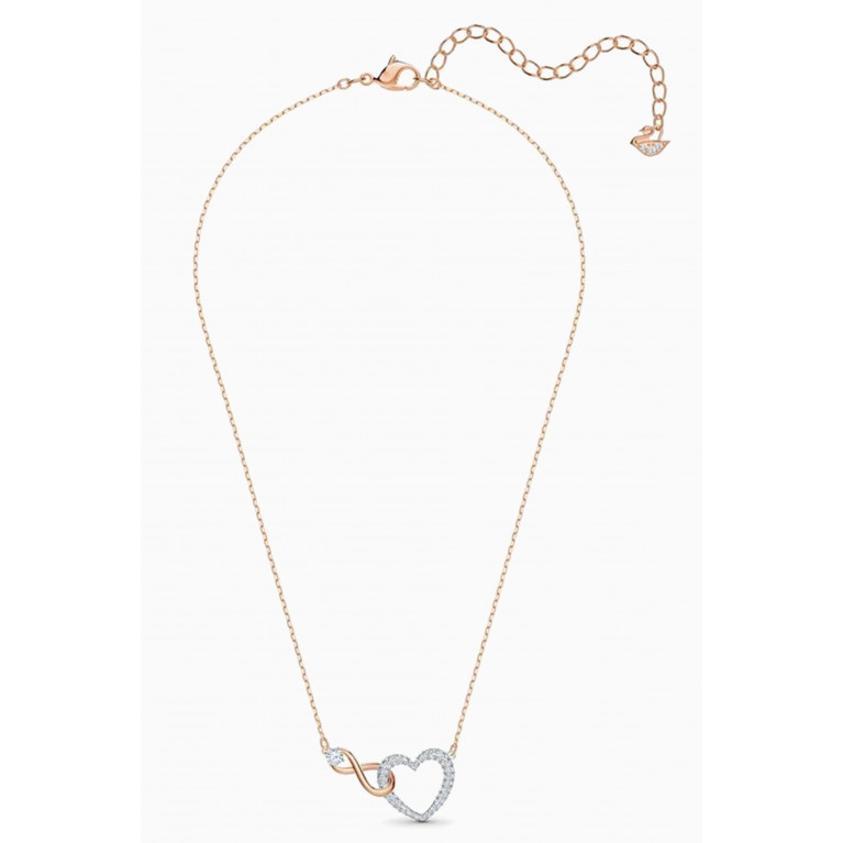 Swarovski - Infinity Heart Earrings & Necklace Set in Rose Gold-plated Metal