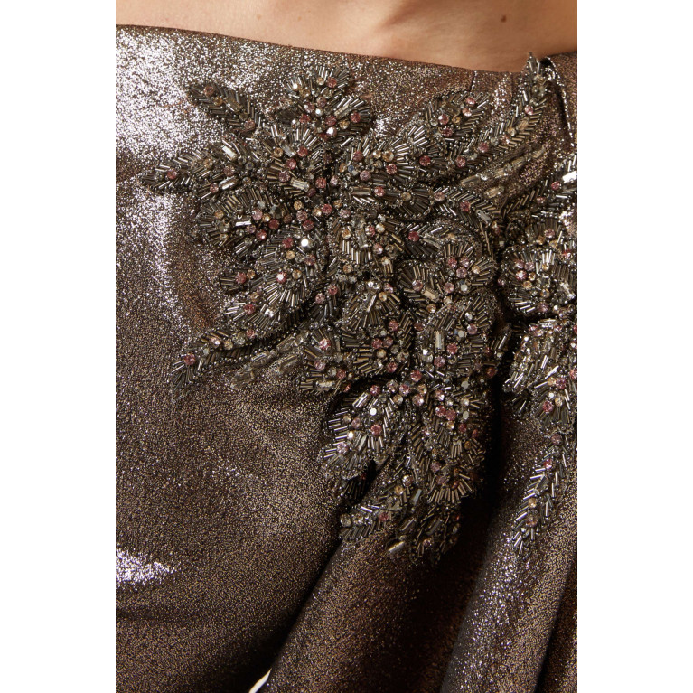 Reem Acra - One-shoulder Embellished Gown in Lamé