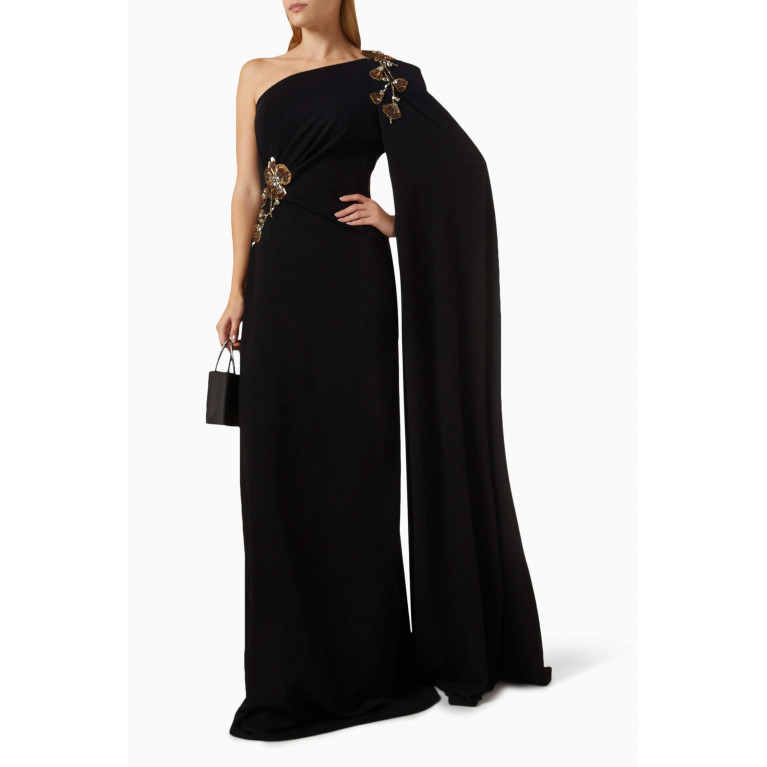Reem Acra - One-shoulder Embellished Gown in Crepe