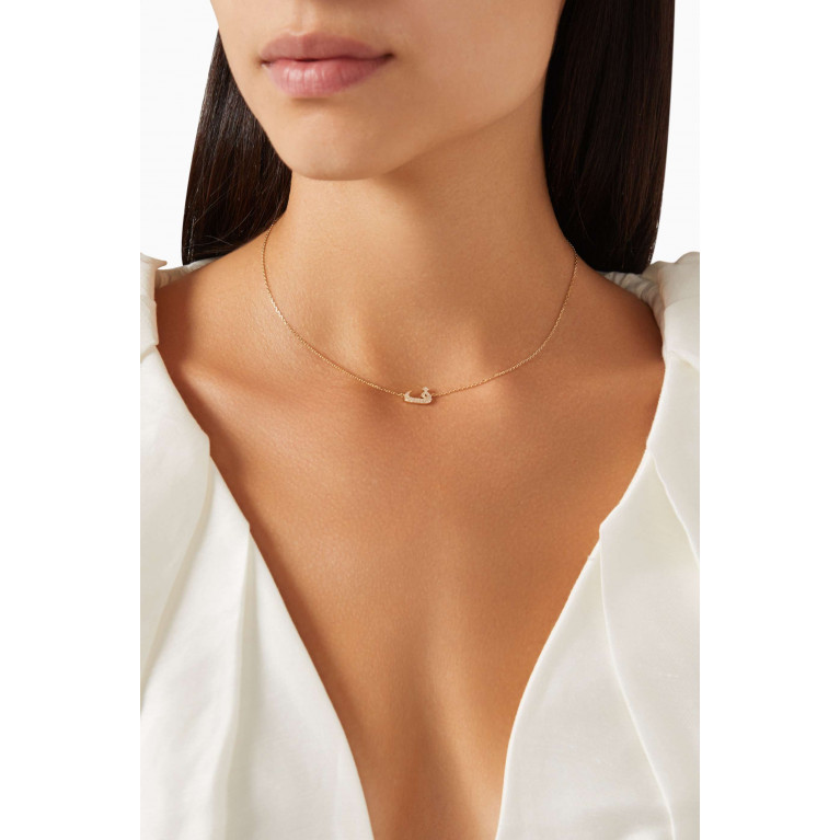 Bil Arabi - 'F' Letter XS Diamond Necklace in 18kt Gold