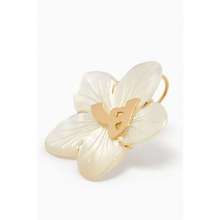 Bil Arabi - 'H' Letter Mother-of-Pearl Earrings in 18kt Gold