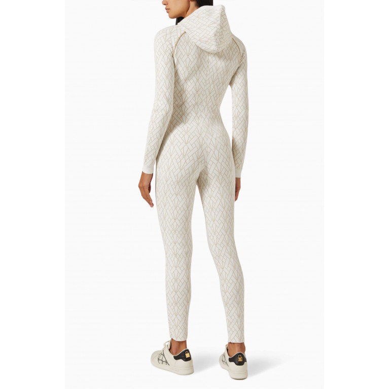 Elisabetta Franchi - Logo Skinny-fit Jumpsuit in Viscose-knit Neutral