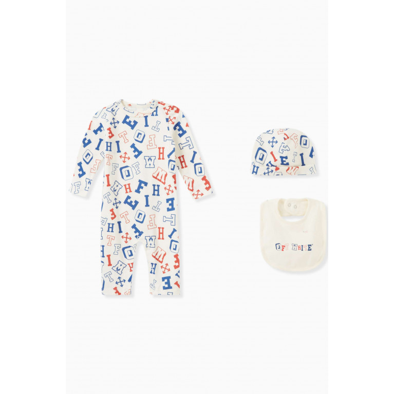 Off-White - 3-piece Letters Logo Romper Gift Set in Cotton