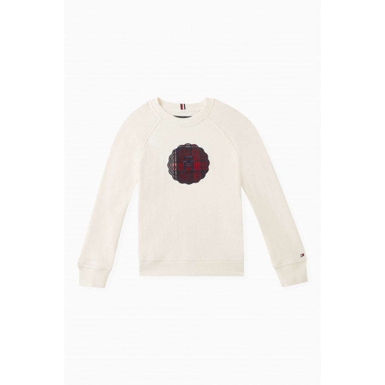 Tommy Hilfiger - TH Monogram-stamp Logo Sweatshirt in Cotton-terry White