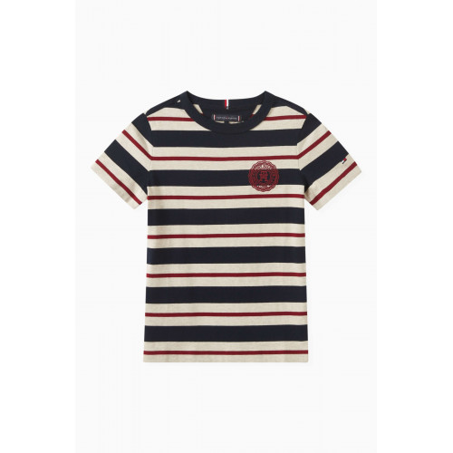 Tommy Hilfiger - TH Monogram Stamp Striped T-shirt in Organic-cotton