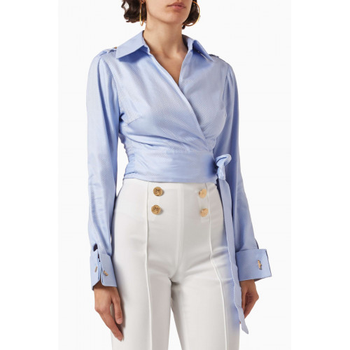 Elisabetta Franchi - Crop Shirt in Herringbone Cotton