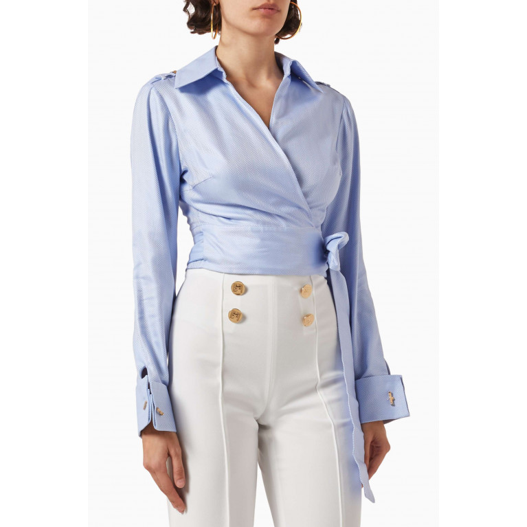 Elisabetta Franchi - Crop Shirt in Herringbone Cotton