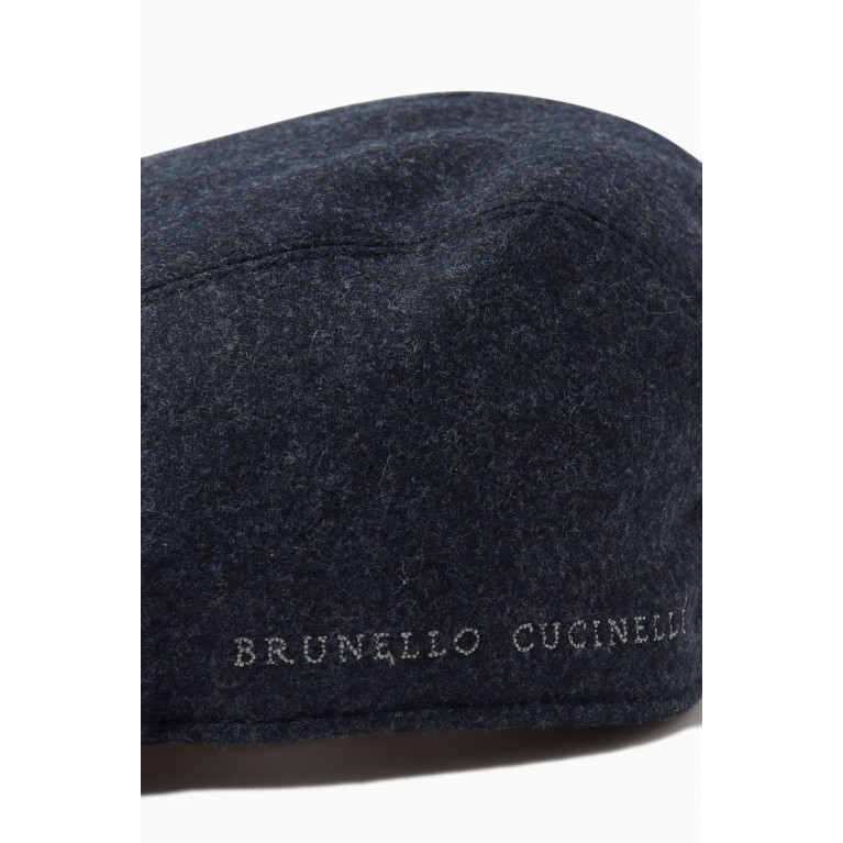 Brunello Cucinelli - Logo-embroidered Flat Cap in Wool