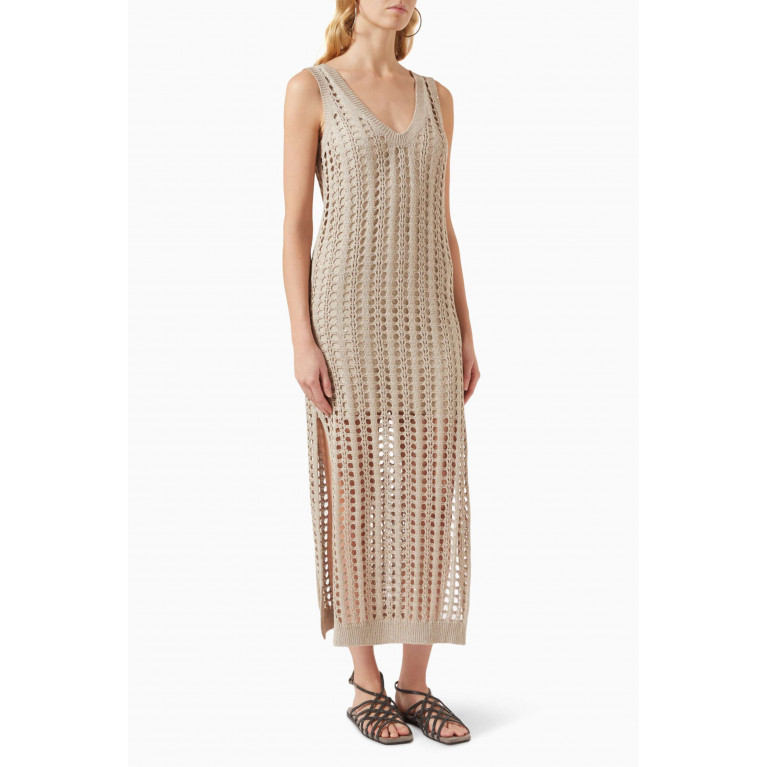 Brunello Cucinelli - Net Maxi Dress in Cotton-blend