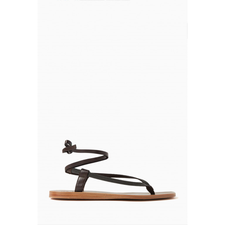 Brunello Cucinelli - Ankle Tie Sandals in Leather