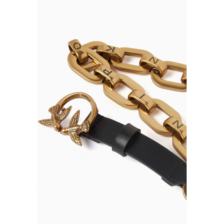 PINKO - Love Day Macro Chain Belt in Smooth Leather