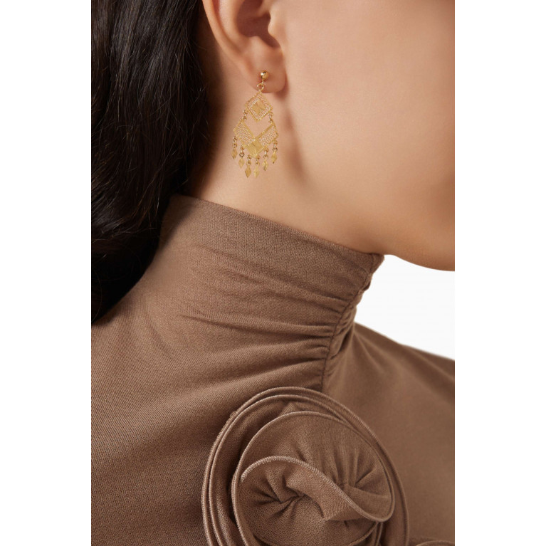 Damas - Lydia Arabesque Dangle Earrings in 18kt Yellow Gold