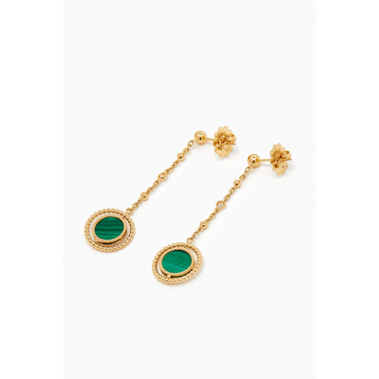 Damas - Lace Lustrous Malachite & Diamond Earrings in 18kt Yellow Gold