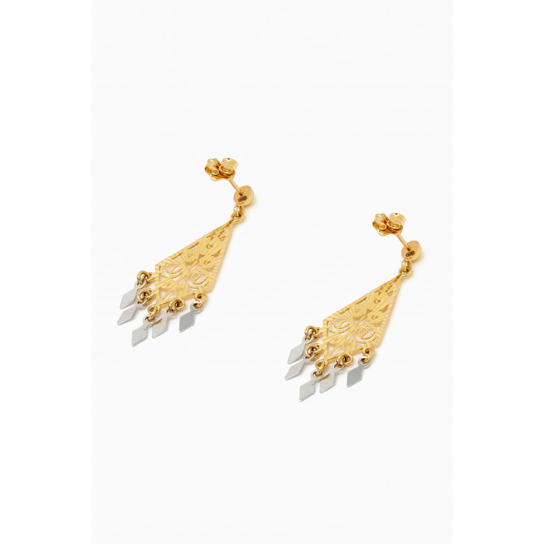 Damas - Lydia Arabesque Dangle Earrings in 18kt Yellow & White Gold