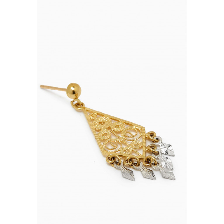 Damas - Lydia Arabesque Dangle Earrings in 18kt Yellow & White Gold