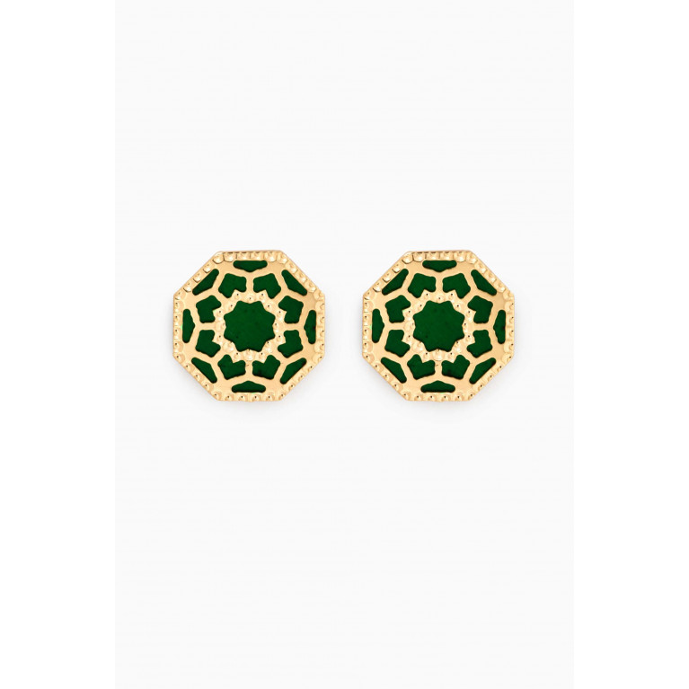 Damas - Amelia Marrakesh Mother of Pearl Stud Earrings in 18kt Yellow Gold