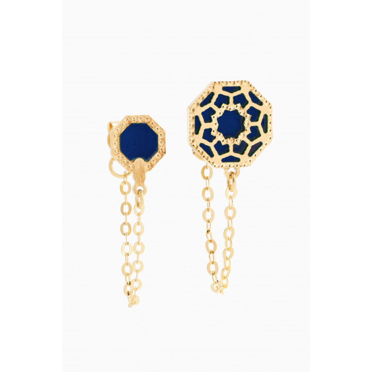 Damas - Amelia Marrakesh Mother of Pearl Mismatching Stud Earrings in 18kt Yellow Gold