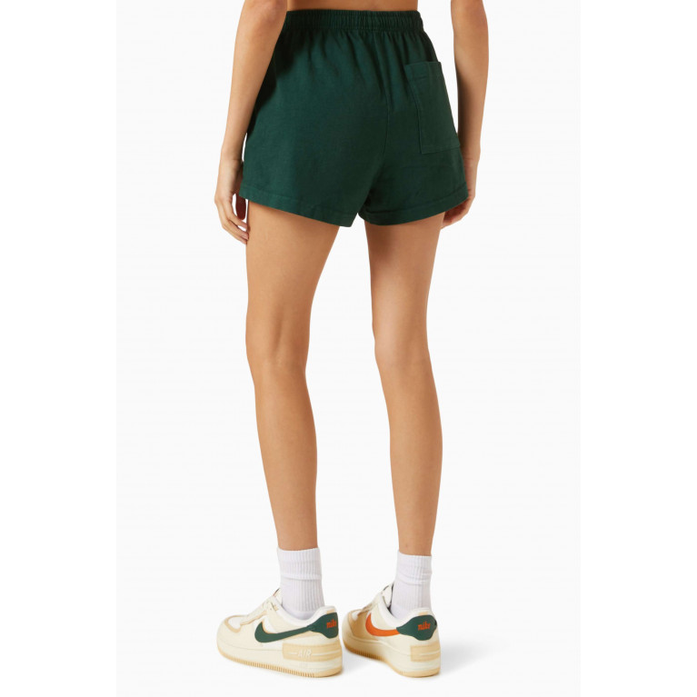 Sporty & Rich - Wellness Club Flocked Disco Shorts in Cotton