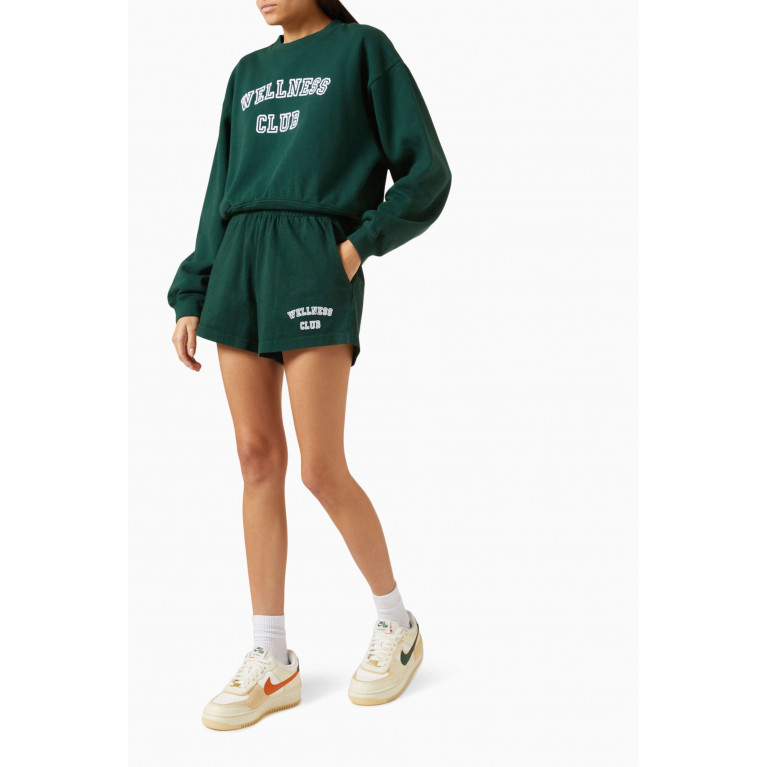 Sporty & Rich - Wellness Club Flocked Disco Shorts in Cotton