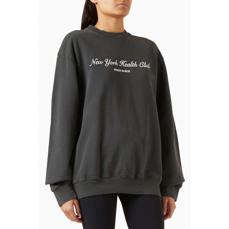 Sporty & Rich - NY Health Club Crewneck Sweatshirt in Cotton