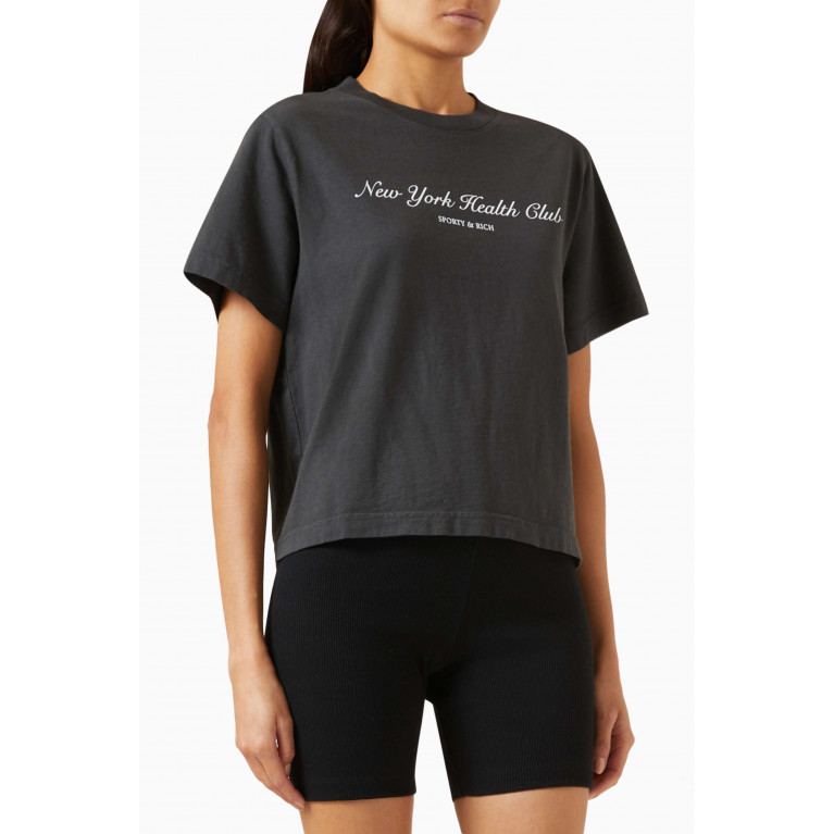 Sporty & Rich - NY Health Club Crop T-shirt in Cotton-jersey