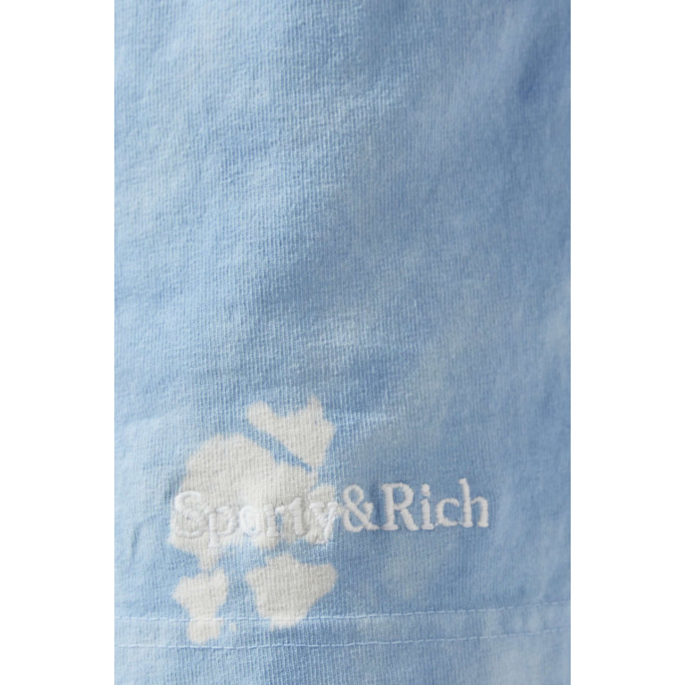 Sporty & Rich - Serif Embroidered-logo Shorts in Cotton