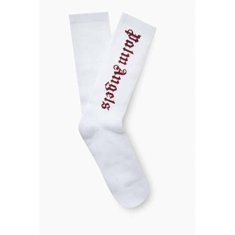 Palm Angels - Classic Logo Socks in Stretch Cotton-blend White