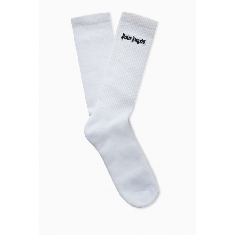 Palm Angels - Logo-embroidered Socks in Stretch Cotton-blend