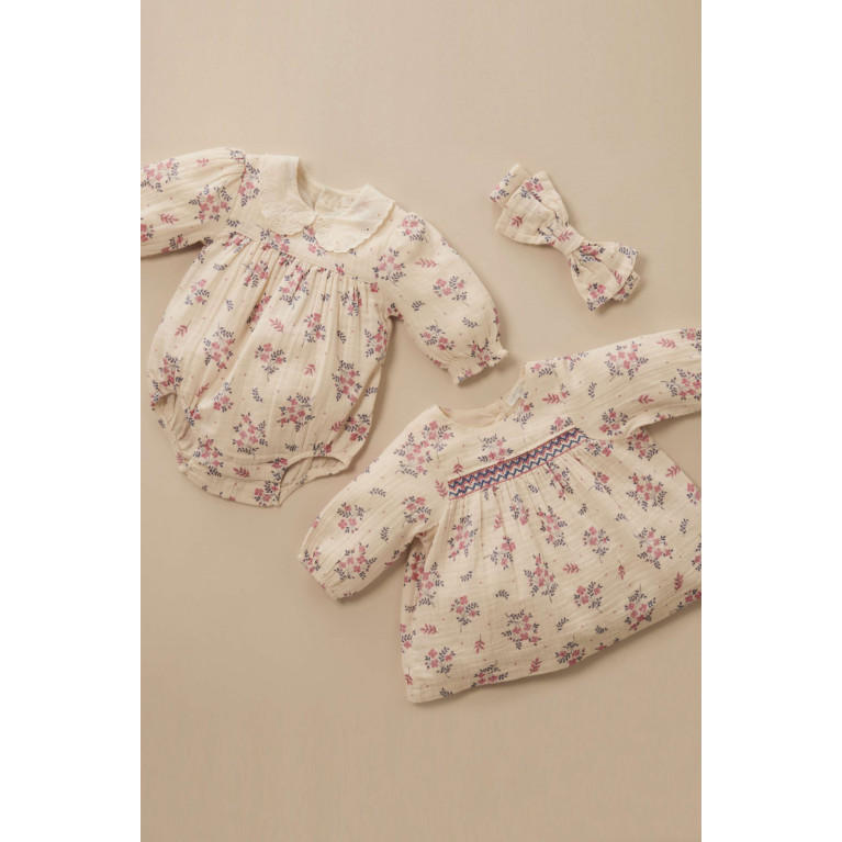 Purebaby - Floral-motif Bodysuit in Organic Cotton