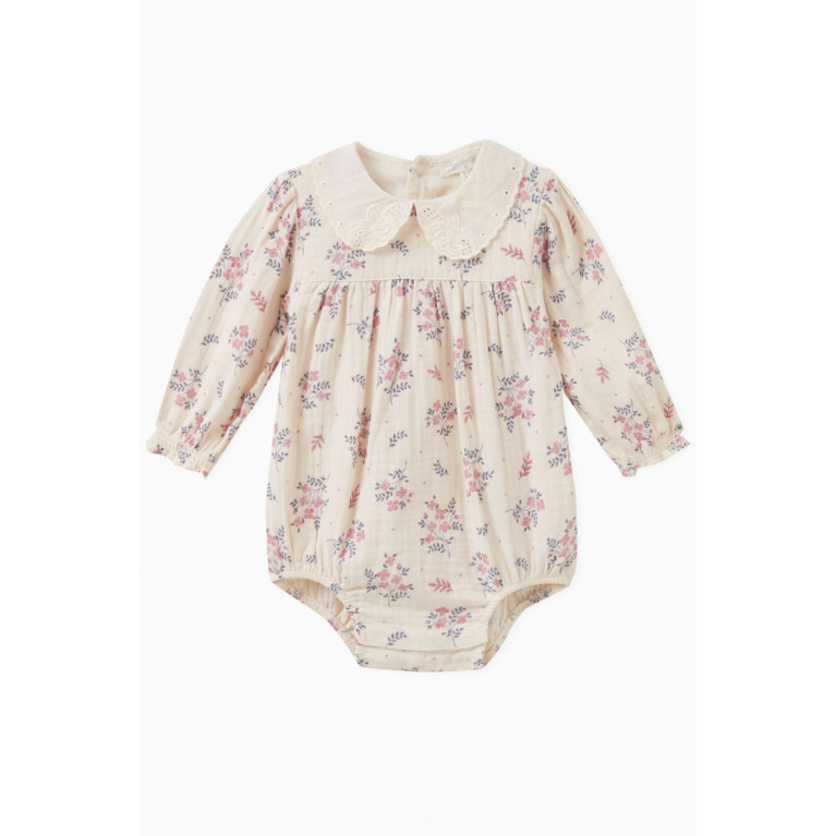 Purebaby - Floral-motif Bodysuit in Organic Cotton
