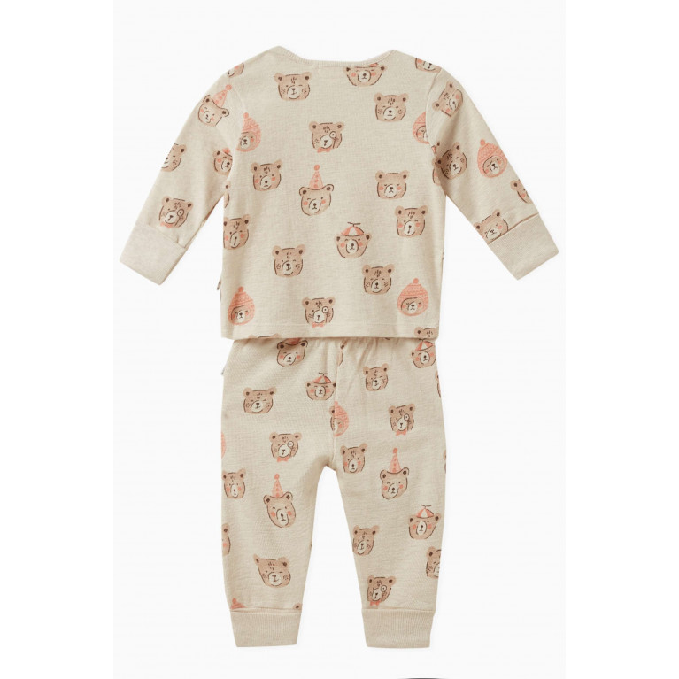 Purebaby - Teddy-motif Pyjama Set in Organic Cotton