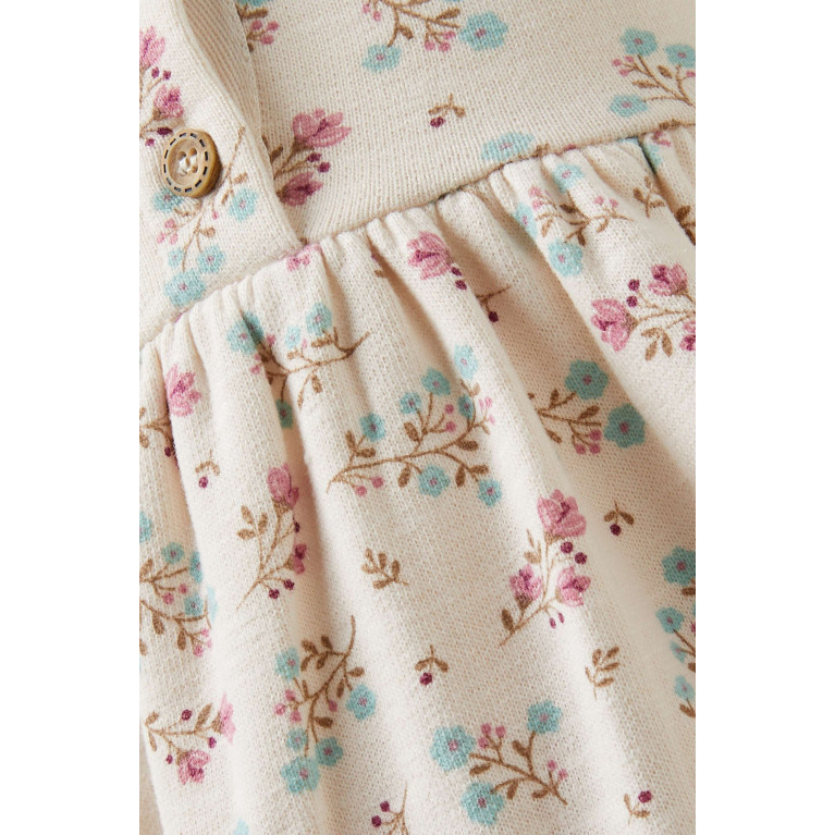 Purebaby - Floral-motif Dress Set in Organic Cotton