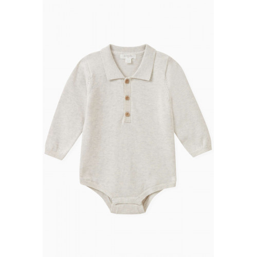 Purebaby - Knitted Polo Bodysuit in Organic Cotton