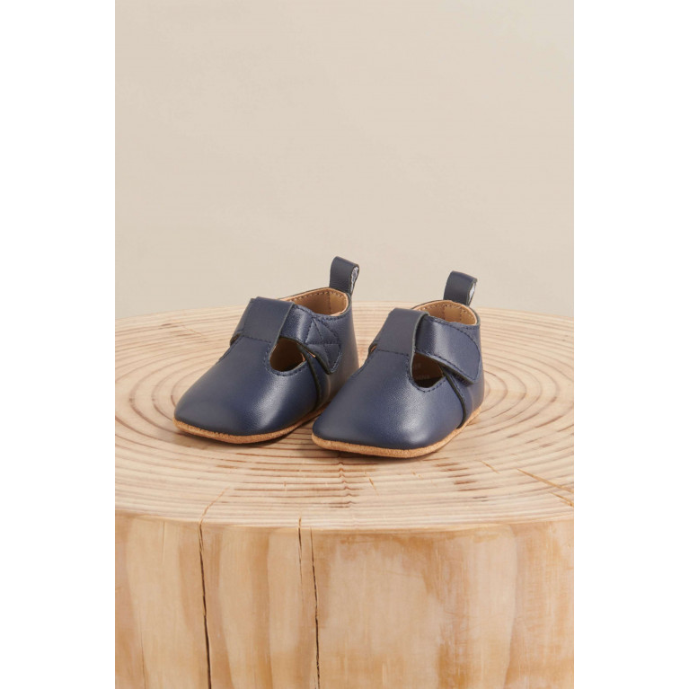 Purebaby - T-Bar Shoes in Leather Blue