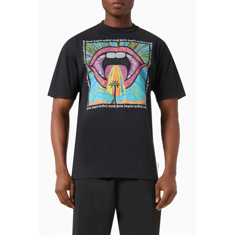 Palm Angels - Crazy Mouth Print T-shirt in Cotton