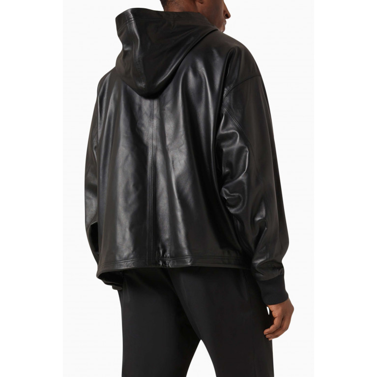 Palm Angels - Logo Print Hooded Jacket in Leather