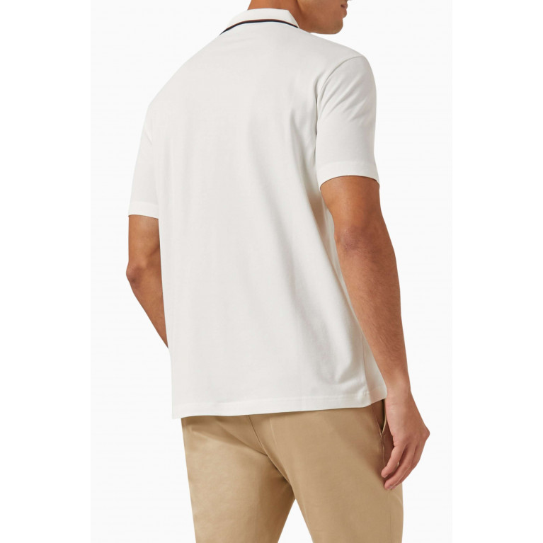 PS Paul Smith - Stripe Placket Polo in Stretch Organic Cotton Pique Neutral