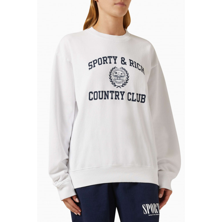 Sporty & Rich - Varsity Crest Sweatshirt in Cotton
