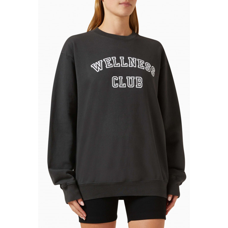 Sporty & Rich - Wellness Club Flocked Sweatshirt in Cotton Blend