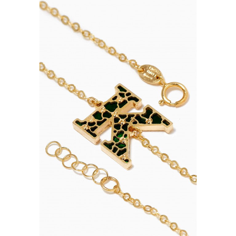 Damas - Amelia Cherry Blossom "K" Initial Two Sided Bracelet in 18kt Yellow Gold