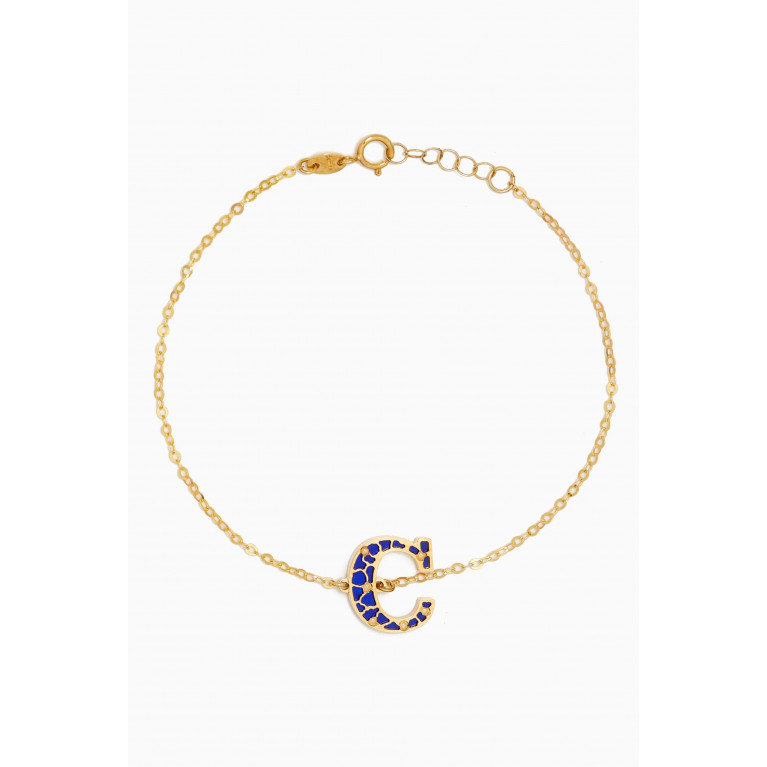 Damas - Amelia Cherry Blossom "C" Initial Two Sided Bracelet in 18kt Yellow Gold