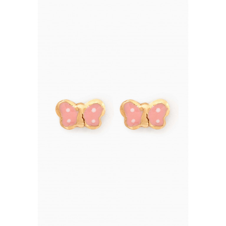 Baby Fitaihi - Dotted Butterfly Stud Earrings in 18kt Yellow Gold