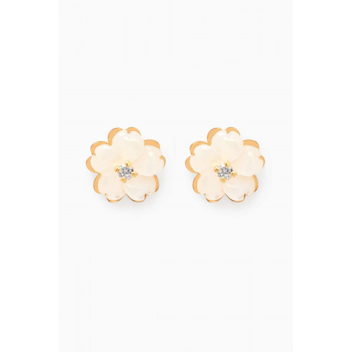 Baby Fitaihi - Flower Mother of Pearl Diamond Earrings in 18kt Yellow Gold