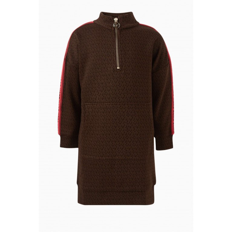 Michael Kors Kids - Logo Print Dress in Cotton blend Brown