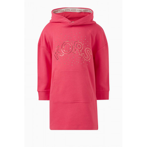 Michael Kors Kids - Logo Print Hooded Dress in Polyester Pink