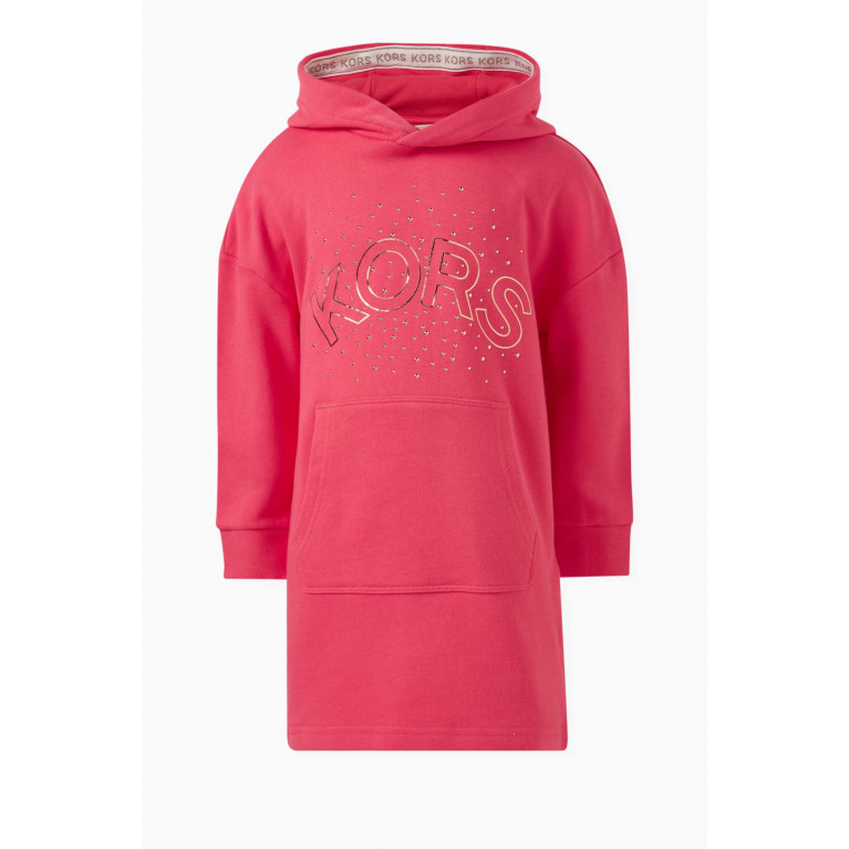 Michael Kors Kids - Logo Print Hooded Dress in Polyester Pink