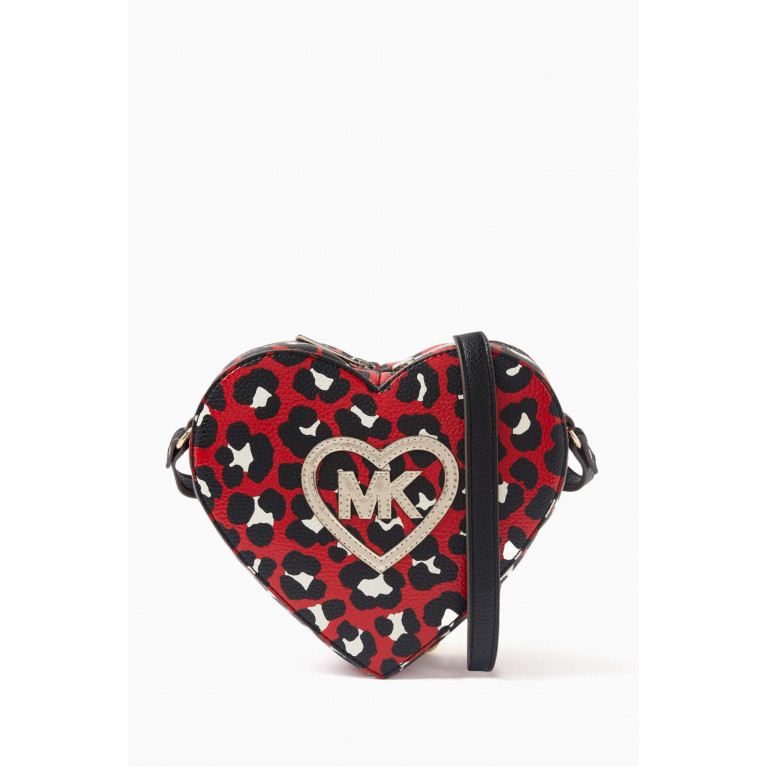 Michael Kors Kids - Leopard Heart-shaped Shoulder Bag in Coated-canvas