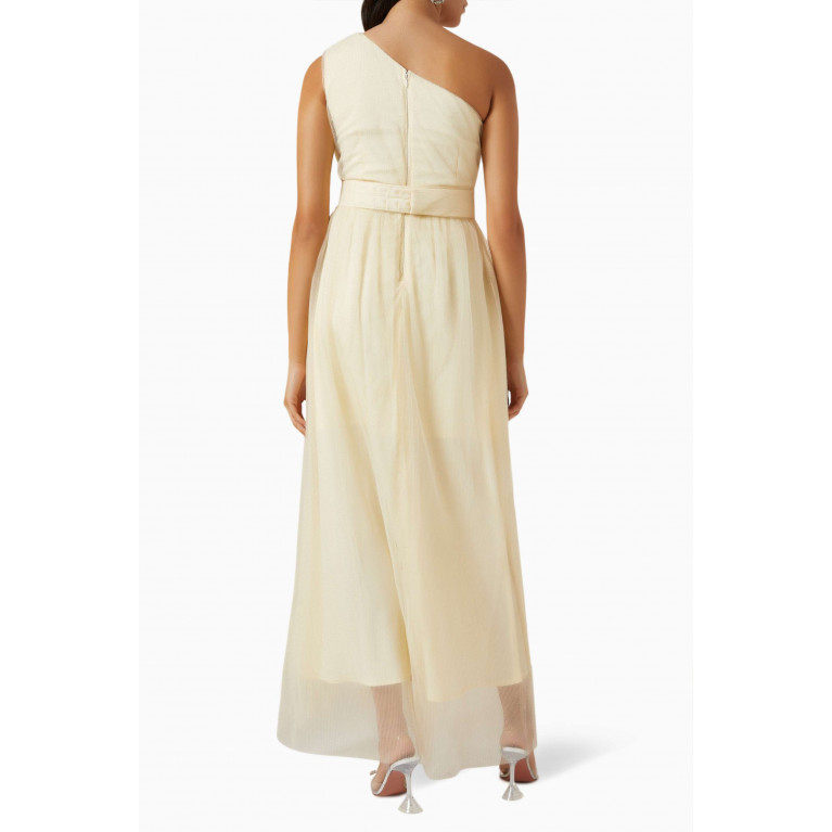 NASS - One-shoulder Maxi Dress in Glittered-tulle Neutral