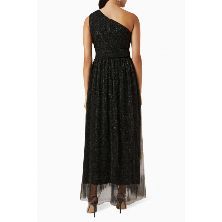 NASS - One-shoulder Maxi Dress in Glitter-tulle Black